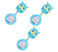 WRITWAA 3pezzi Orologio Da Tasca Per Silicone Blu Con Design Gufo Orologio Estensibile Per Professionisti Medici Unisex Materiale Resistente e Movimento Al Di Precisione