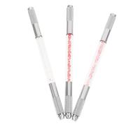 WRITWAA 3pezzi Penna Di Cristallo Doppia Testa Per Sopracciglia Strumento Manuale Per Ricamo Tattoo Design Doppia Punta e Impugnatura in Cristallo