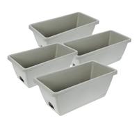 WRITWAA 4 Fioriere Rettangolari in Plastica con Vassoio Vasi da Fiori da Esterno e Interno Fioriere per Piante da Balcone Davanzale e Terrazza con Drenaggio per Piante Grasse ed Erbe