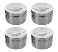 WRITWAA 4 pezzi di porta batuffoli di cotone e tamponi: contenitore vuoto in acciaio inossidabile con coperchio - barattoli rotondi in metallo per la conservazione di batuffoli di cotone 2,95"X