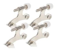 WRITWAA 4 Pezzi Fermaporta Regolabile in Lega di Zinco Argento con Paracolpi Ammortizzato, Protezione Muro e Facile Installazione per Porte di Bagni e Camere