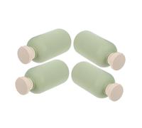 WRITWAA 4 Pezzi Flaconi Riutilizzabili da Viaggio per Shampoo e Body Wash, Capacità 200ml, Materiale Pp Resistente, Tappo a Chiusura Ermetica, Design Raffinato Verde per Viaggi di Lavoro