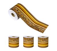 WRITWAA 4 Rotoli Rotolo di Bordi Decorativi per Bacheca Oro Vintage in Carta Patinata, Lunghezza Regolabile, Design Classico ed Elegante per Decorazione Aula e Pareti