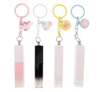 WRITWAA 4 tubi per lucidalabbra - contenitori ricaricabili per balsamo per labbra - flaconi vuoti per lucidalabbra da 3 ml con portachiavi a forma di cartone animato per trucco fai da te da donna,