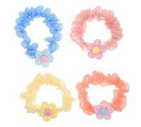 WRITWAA 4pezzi Elastici per Capelli Fiori Colorati Elastici per Capelli Cristalli Primaverili Accessori per Bambine Fasce per Bambine
