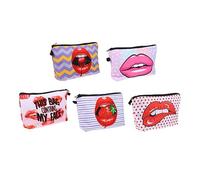 WRITWAA 5 Pezzi Pochette Viaggio con Stampa Labbra Organizer per Accessori per Portatile e Versatilper Cosmetici