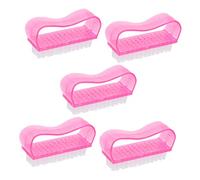 WRITWAA 5 Pezzi spazzolino per le unghie UV Pennello per pedicure attrezzi spazzole per unghie a mano Strumento per il detergente per unghie plastica Rosy