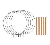 WRITWAA 5 Pezzi Telaio Ventaglio Mano in Ferro Robusto Manico Corto con Gancio per Ventagli Orientali Rotondi Accessorio DIY per Ventagli Cinesi Hanfu per Matrimoni Spettacoli e Foto