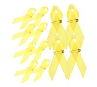WRITWAA 50 Pezzi Spilla Nastro Giallo Smaltato in Metallo e Poliestere, Simbolo di Speranza, Accessorio Versatile per Sensibilizzazione Sul Cancro in Eventi Sociali