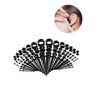 WRITWAA 50pezzi Unisex Cono Orecchini Espansori Tappi Per Puntura Auricolare in Acrilico Nero Gioielli Per Piercing Orecchini Espansori Tappi Per Puntura Auricolare