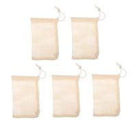 WRITWAA 5pezzi Sacchetti Per Sapone in Rete in Cotone e Sisal Naturale Con Corda Pouch Pratici Per Bagno e Viaggio Rete Per Ricca e Pulizia Viso Corpo Delicata Beige