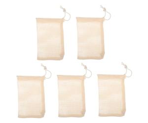 WRITWAA 5pezzi Sacchetti Per Sapone in Rete in Cotone e Sisal Naturale Con Corda Pouch Pratici Per Bagno e Viaggio Rete Per Ricca e Pulizia Viso Corpo Delicata Beige