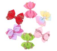 WRITWAA 6 fermagli per con fiocco per bambine, graziosi fermagli per per bambini in sfumatura arcobaleno, accessori con fiocco per bambini, da indossare tutti i giorni, servizi fotografici, feste