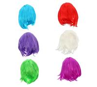WRITWAA 6 Pezzi Parrucche Colorate Caschetto Corto Liscio Per Donne e Ragazze Eleganti Per Cosplay e Feste Adatte a Tutte Le Sfaccettature Rete Interna Protettiva