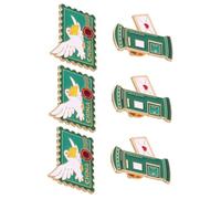 WRITWAA 6 Pezzi Spilla Vintage a Forma di Cassetta Postale e Piccione Viaggiatore Verde in Metallo Leggera e Facile da Appuntare per Uso Quotidiano e Feste a Tema