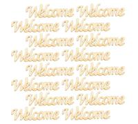 WRITWAA 60 Pezzi Ritagli in Legno Naturale Fai da Te, Ornamenti Parola Inglese Welcome per Decorazioni Multi-scena, Pezzi di Legno Verniciabili per Artigianato e Abbellimenti Creativi