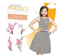 WRITWAA 6pezzi Applique Fiore di Prugno Ricamato Applique Floreali Rosa Toppa Adesiva in Tessuto Fai da Te Cucito Riparazione Abbigliamento Toppa Ricamata per Vestiti Decorazione Accessori