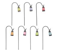WRITWAA 7 mini lanterne luminose da appendere - Lanterna in resina per giardino delle fate con paletto - Piccole luci stradali per casa delle bambole, giardino fate, vasi di piante grasse