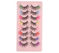 WRITWAA 8 Paia Ciglia Finte Colorate a Ciuffetti, False Eyelashes in Fibra Chimica, Comode e Facili da Usare, per Donne e Principianti, Uso Quotidiano e Professionale