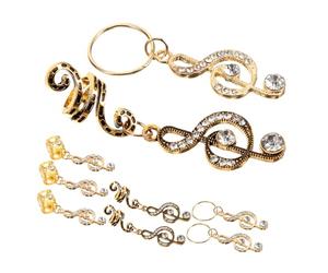 WRITWAA 9pezzi Accessori per Capelli per Ragazza Note Musicali Polsini per Trecce e Ciondoli per Capelli per Dreadlock e Intrecci Fai da Te