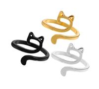 WRITWAA Anelli all Uncinetto in Lega di Zinco 3 Pezzi Design Delicato a Forma di Orecchie di Gatto, Accessori Facili da Portare per Lavori a Maglia e Quilting