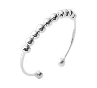 WRITWAA Anello con perline in argento sterling: elegante accessorio di moda da donna per le dita - anello vintage impilabile dal design aperto - ideale per l'uso quotidiano o per occasioni
