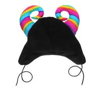 WRITWAA Berretto a forma di corno di mucca, simpatico berretto a forma di corno di mostro, per esterni, sci, inverno, caldo, con cinturino sotto il mento, divertente copricapo per costume da cosplay