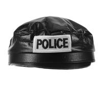 WRITWAA Berretto da Poliziotto in Pu Nero Design Confortevole per Performance Palco e Riconoscimento Immediato del Ruolo, per Adulti e Spettacoli