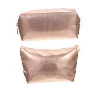 WRITWAA Borsa Cosmetica da Viaggio in Pu, 2 Pezzi, Comoda e Portatile, Spazio Razionale, per Make-up e Toilette, Colore Oro