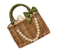WRITWAA Borsa da Spiaggia Intrecciata in Vimini, Stile Boho Estivo | Manico Doppio, Catena Decorativa, Capiente e Leggera, per Piscina, Shopping e Uscite