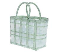 WRITWAA Borsa Intrecciata Verde in Plastica Manico Comodo e Portatile la Spesa di Verdure e Uso Casual Urbano Donna