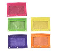 WRITWAA Capiente Astuccio Portapenne 5 Pezzi Cerniera, a Tre Fori | Tela Canvas, Finestra Frontale Trasparente, Rinforzo Rivetti, Adatto per Matite e Forbici