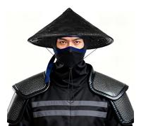 WRITWAA Cappello di Bambù Intrecciato Nero 36 CM Cappello a Cono da Contadino per Cosplay Ninja e Spettacoli Teatrali Leggero e Traspirante Accessorio Tradizionale Colore Casuale