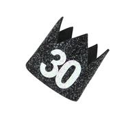 WRITWAA Cappello Numero 30 Corona Glitter Nero Adulto per Compleanno Accessorio Costume Non Tessuto, per Feste a Tema e Servizi Fotografici