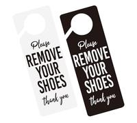 WRITWAA Cartelli Si Prega di Togliere le Scarpe in PVC 2 Pezzi Targa Decorativa Nera e Bianca da Appendere alla Maniglia della Porta per Ingresso Casa Ufficio Hotel e Spa Promemoria