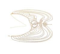 WRITWAA Catena della fronte di strass Bride Headband accessori per per le donne da sposa catena di testa di strass copricapo con catena per gioielli copricapo lega D'oro