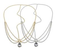 WRITWAA Catena Per Chioma Strass Da 2 Pezzi, Accessori Per La Testa Da Donna e Ragazza, Copricapi Eleganti Per Matrimoni, Feste e Festival, Design Ciondolo Pendente in Lega Dorata e Argento