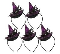 WRITWAA Cerchietto per Chioma da Strega 5 Pezzi Cappello Viola e Rete a Ragnatela Nera, Accessori per Costumi e Feste di Halloween Donna, Fascia Leggera e Stabile per Cosplay