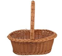 WRITWAA Cestino Intrecciato Portatile Fatto a Mano Cestino Portaoggetti Multifunzione per Picnic e Campeggio Cesta Porta Frutta e Alimenti Resistente e Leggero Decorazione Naturale per