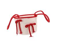WRITWAA Cestino Intrecciato Rotondo in Cotone con Fiocco, Portaoggetti Decorativo e Resistente All'umidità, Organizer da Tavolo Raffinato la Casa