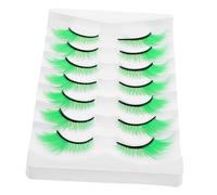 WRITWAA Ciglia Finte Verdi Glitterate Per Halloween e Carnevale, 7 Paia Extra Lunghe Spesse e Voluminose, Morbide e Riutilizzabili Per Feste, Spettacoli e Balli Di San Patrizio