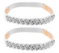 WRITWAA Cinturini Elastici per Scarpe Strass Removibili per Tacchi Alti, Poliestere e Ferro, Eleganti e Regolabili per Caviglia, 1 Paio Bianco