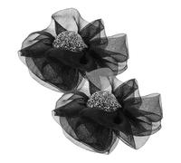 WRITWAA Clip per Scarpe da Donna Neri Cristalli, Fermagli Decorativi a Forma di Fiore in Chiffon, Set da 2 Pezzi per Scarpe Tacchi Eleganti, Decorazioni per Cerimonie e Party