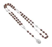 WRITWAA Collana Rosario Cattolica Perline in Legno e Lega, Stile Chic Semplice, Adatta per Feste e Uso Quotidiano, Gioiello Elegante per Uomo e Donna