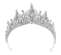 WRITWAA Corona da regina per donna - Tiare da sposa in stile barocco - Cerchietto reale con strass - Accessori per capelli da ballo di fine anno per matrimonio, concorso, costume da sposa, argento