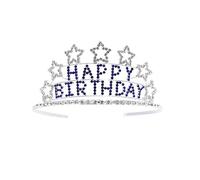 WRITWAA Corona di Buon Compleanno per Bambine Realizzata in Lega Tiara Forma di Stella Cinque Punte Decorata Strass Scintillanti come Decorazione per Compleanno e Accessorio per Capelli