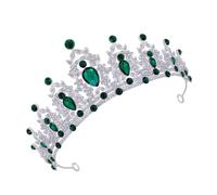 WRITWAA Corona di Sposa Strass Cerchietto da Ballo per Principesse e Regine per Eventi Speciali Verde