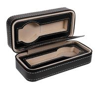 WRITWAA Custodia Per Orologi Da Viaggio in Similpelle Nera Cerniera Organizer Per 2 Orologi Imbottito Compatto 17,5x8,5x5,6 Cm Protezione Ottimale Per Collezione e Viaggi