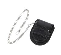 WRITWAA Custodia per Orologio da Tasca in Pelle Nera Catena Argentata, Portaorologio da Viaggio Resistente, Protezione Anti-graffio per Uomo, Accessorio Vintage per Uso Quotidiano