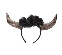 WRITWAA fascia di corno copricapo del dei morti fascia di corna cosplay di corna copricapo di corno Volere della fascia morta fascia per le donne stoffa Black